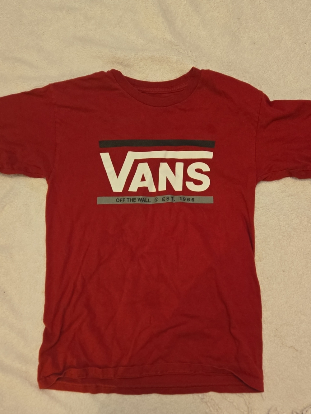 Vans Red Crew Neck Graphic Tee with White Logo